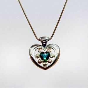 Black Hills Gold 12kt Gold & Sterling Silver Emerald Heart Pendant Necklace